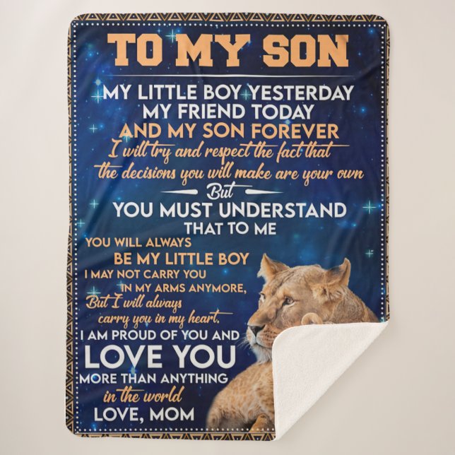 Little Boy Yesterday Friend Today-Lion Mom To Son  Sherpa Blanket (Front)