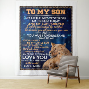 Little Boy Yesterday Friend Today-Lion Mom To Son Tapestry