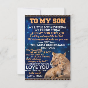 Little Boy Yesterday Friend Today-Lion Mom To Son  Thank You Card