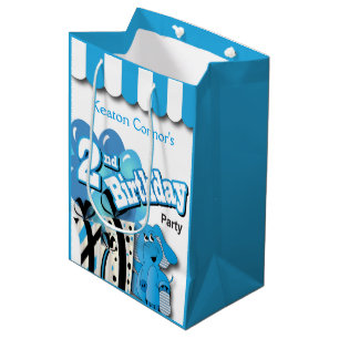 Little Boy's 2nd Blue Elephant Birthday Medium Gift Bag