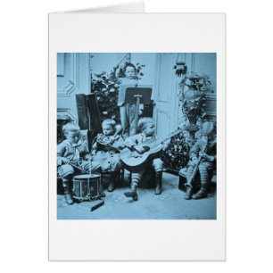 Little Boys Orchestra Vintage Stereoview Cyanotype