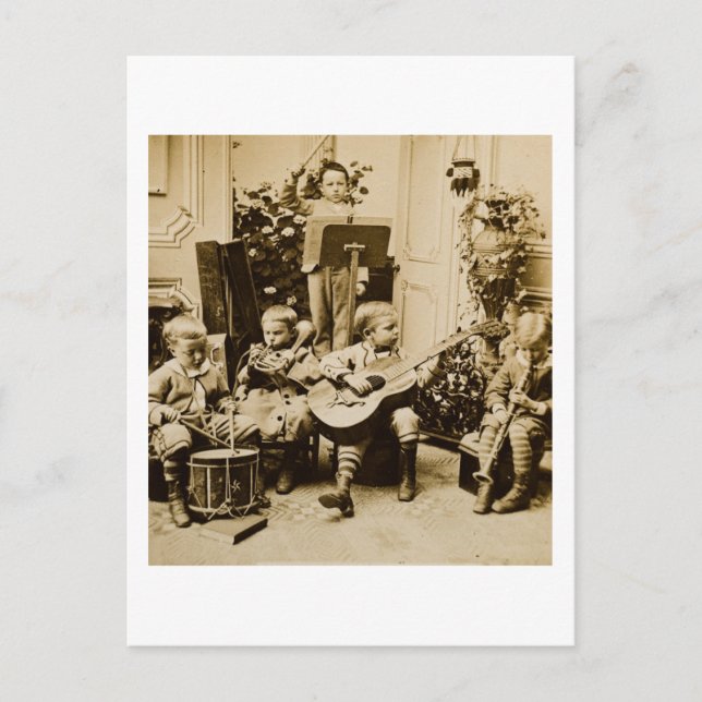 Little Boys Orchestra - Vintage Stereoview Postcard (Front)