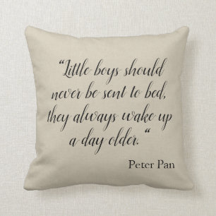 Little boys should never go to bed quote throw pillow