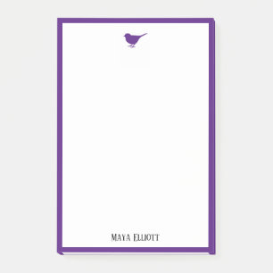 Little Bright Purple Bird & Border on White Post-it Notes