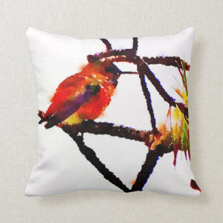 Little Bronze, gold, red and purple hummingbird Throw Pillow