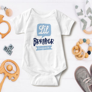 Little Brother Baby Announcement Name & Monogram Bodysuit