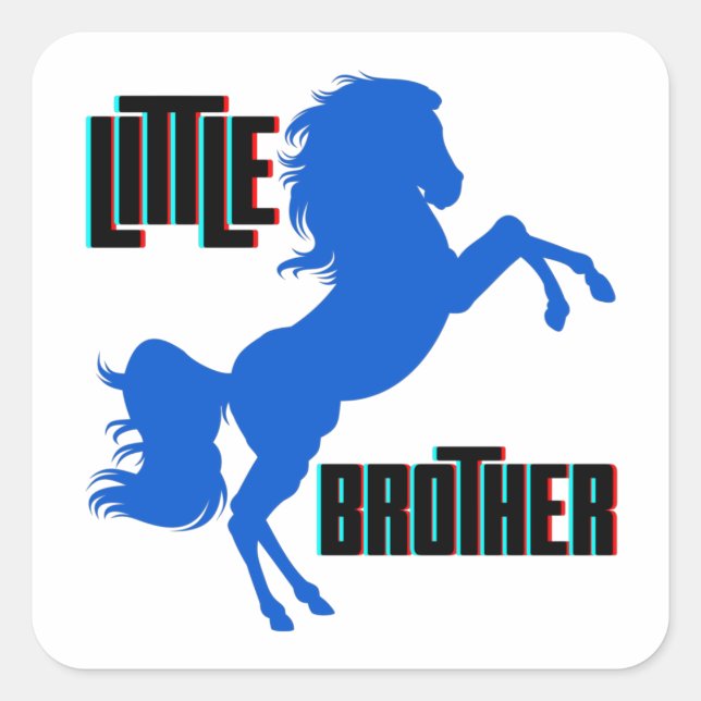 Little Brother Horse Rearing Square Sticker (Front)
