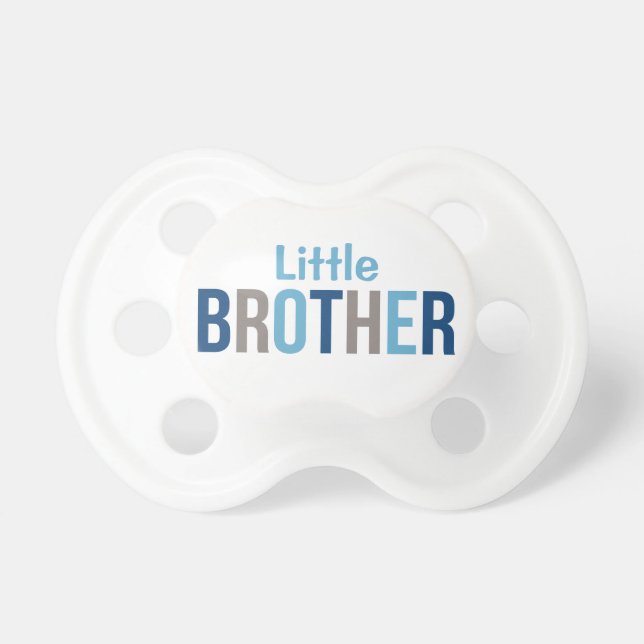 Little Brother Modern Blue Baby Boy Pacifier (Front)