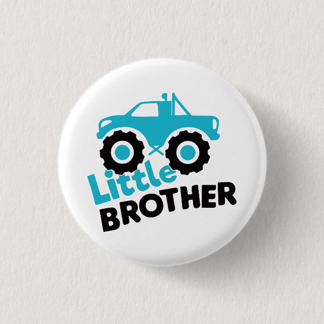 Little Brother Monster Truck 1 Inch Round Button (Front)