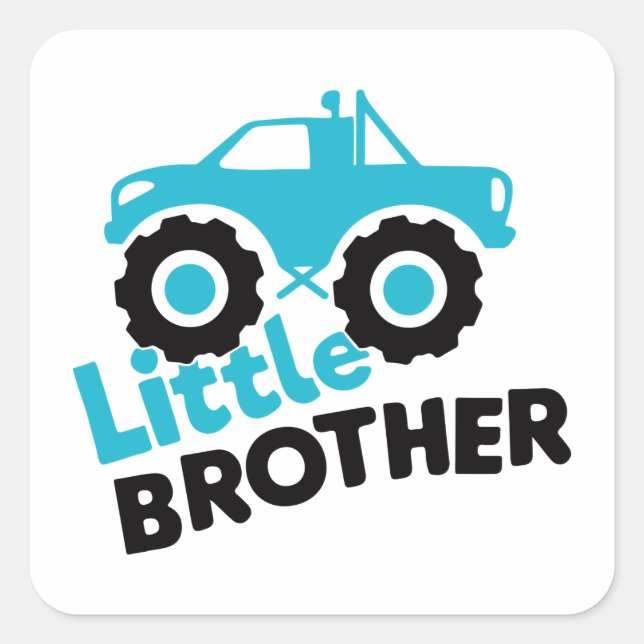Little Brother Monster Truck Square Sticker (Front)