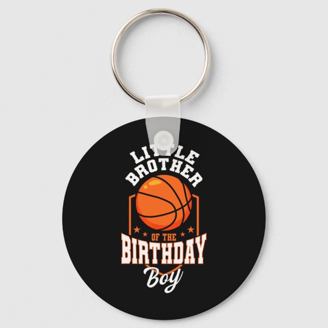 Little Brother Of The Birthday Boy Sketll Theme Bd Keychain (Front)