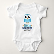 Little brother one-piece with blue owl and name
