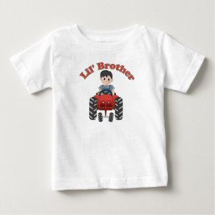 Little Brother Red Tractor Baby T-Shirt