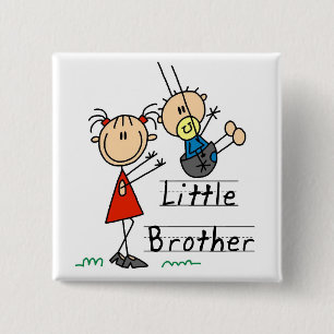 Little Brother with Big Sister Tshirts 2 Inch Square Button