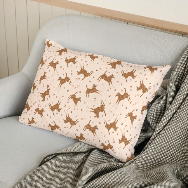 Little Brown Horses - on salmon pink.   Accent Pillow (Creator Uploaded)