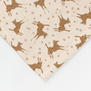 Little Brown Horses - on salmon pink. Fleece Blanket