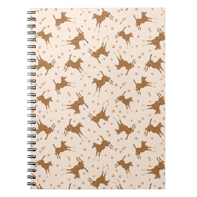 Little Brown Horses - on salmon pink.  Notebook (Front)