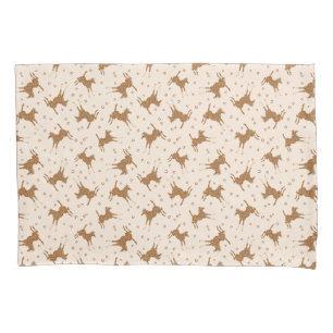 Little Brown Horses - on salmon pink. Pillowcase