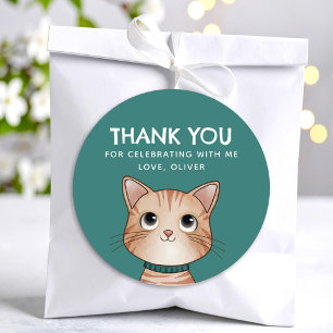 Little brown kitten thank you classic round sticker