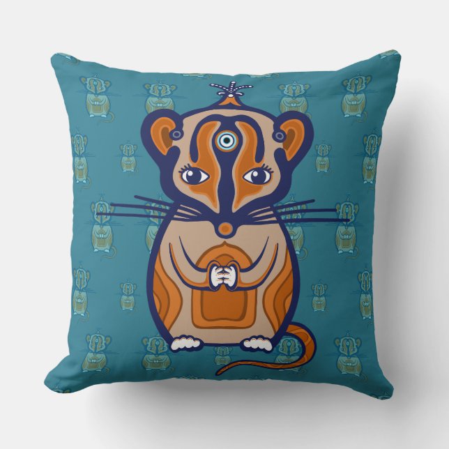 Little Brown Mouse Throw Pillow (Front)