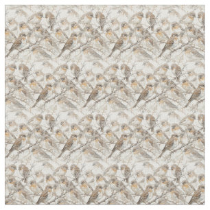 Little Brown Sparrow Bird Collage Fabric