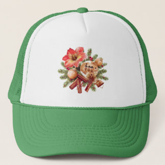 Little Brownies Gingerbread with Red Amaryllis Trucker Hat