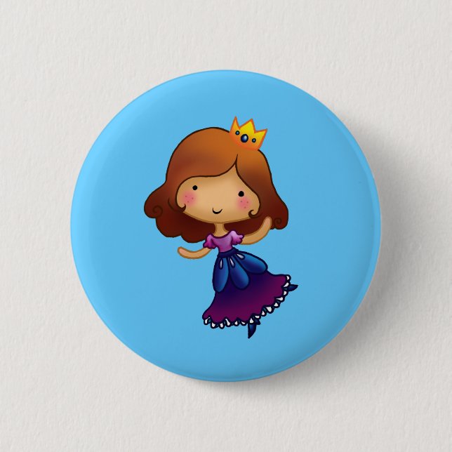 Little Brunette Princess 2 Inch Round Button (Front)