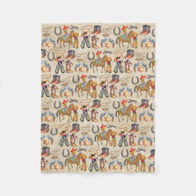 Little Buckaroo Cowboy Cozy Fleece Blanket (Front)