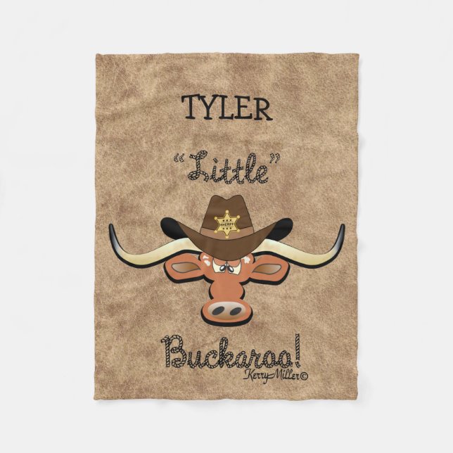 Little Buckaroo, Longhorn Steer Fleece Blanket (Front)