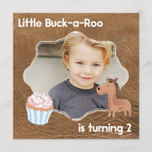Little Buckaroo Second Birthday Picture Invitation