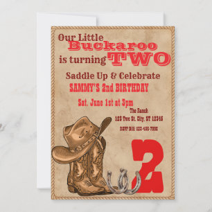 Little Buckaroo Two, Western 2nd Birthday Invitation