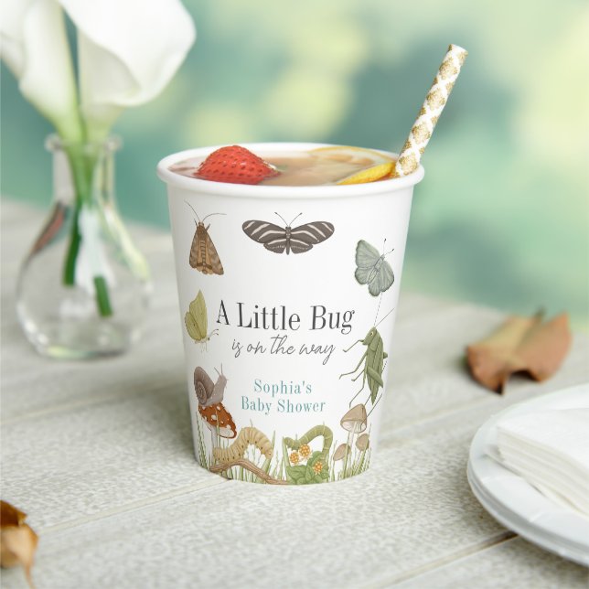 Little Bug Insects Mushroom Boy Baby Shower Paper Cups (Insitu)