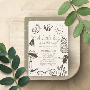 Little Bug Insects Mushroom Doodle Boy Baby Shower Invitation
