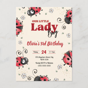little bug Lady bug birthday Invitation Postcard
