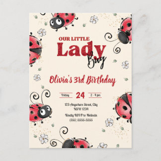 little bug Lady bug birthday Invitation Postcard
