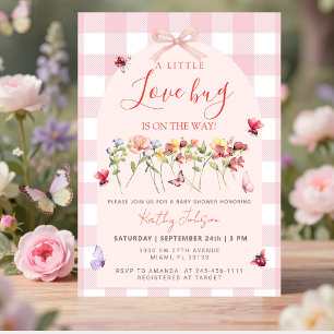 Little Bug On The Way Pink Wildflower Baby Shower Invitation