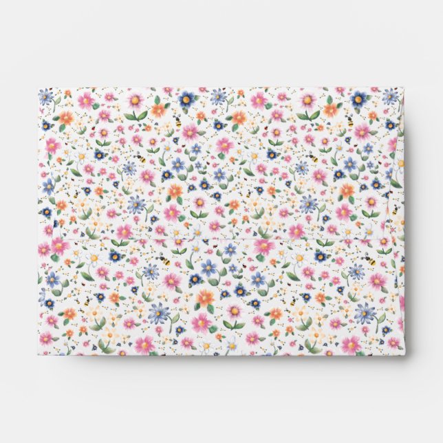 Little bugs and Floral Pattern Envelope (Back (Top Flap))