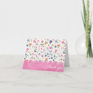 Little bugs and Floral Pattern Thank You Card