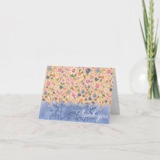 Little bugs and Floral Pattern Thank You Card