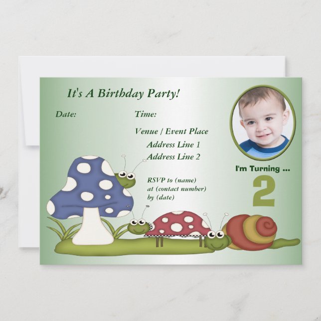 Little Bugs Custom Birthday Party Invitation (Front)
