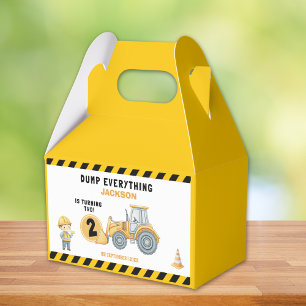 "Little Builder– Construction Truck 2nd Birthday Favor Box