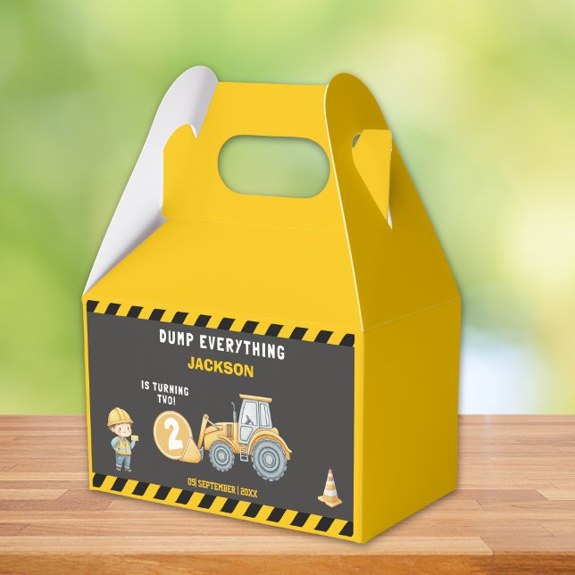 "Little Builder– Construction Truck 2nd Birthday Favor Box (Creator Uploaded)