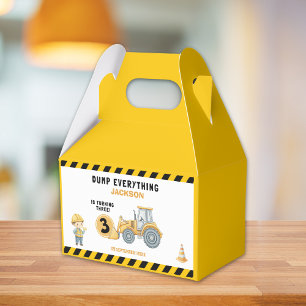 "Little Builder– Construction Truck 3rd Birthday Favor Box
