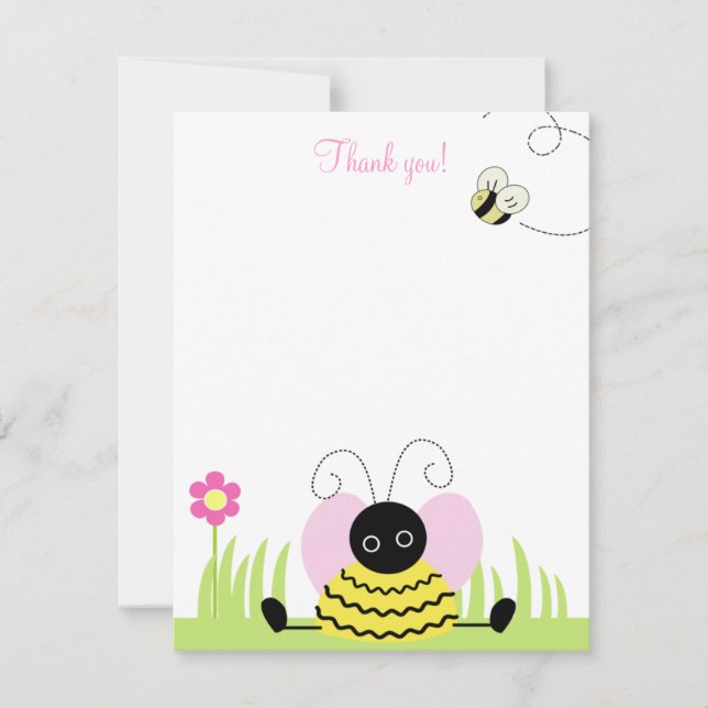 Little Bumble Bee 4x5 Flat Thank you note Card (Front)