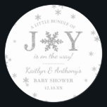 Little Bundle Of Joy Christmas Baby Shower Classic Round Sticker<br><div class="desc">Celebrate in style with these trendy baby shower stickers. The design is easy to personalize with your own wording and your family and friends will be thrilled when they see these fabulous stickers.</div>
