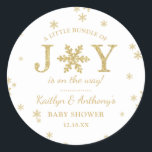 Little Bundle Of Joy Christmas Baby Shower Classic Round Sticker<br><div class="desc">Celebrate in style with these trendy baby shower stickers. The design is easy to personalize with your own wording and your family and friends will be thrilled when they see these fabulous stickers.</div>