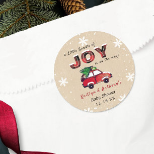 Little Bundle of Joy Christmas Baby Shower Classic Round Sticker