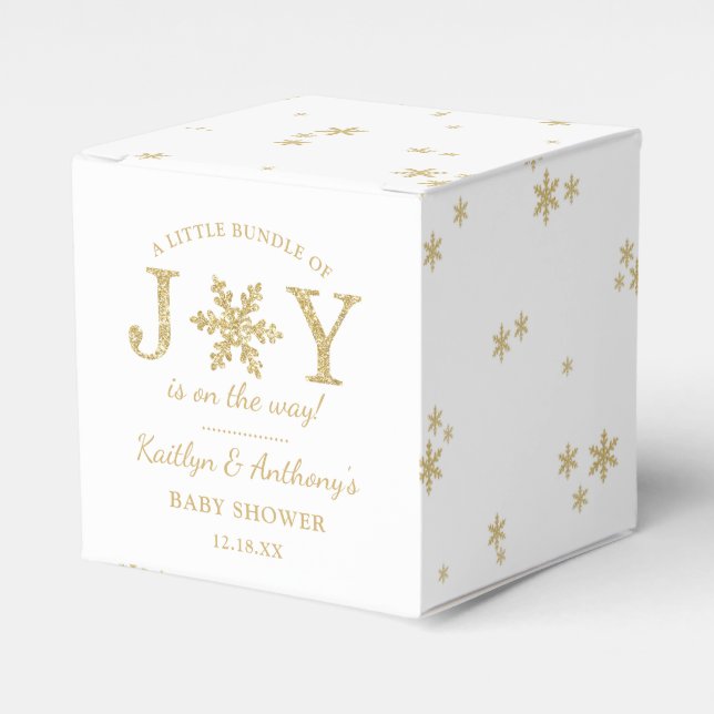 Little Bundle Of Joy Christmas Baby Shower Favor Box (Front Side)
