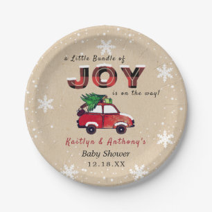 Little Bundle of Joy   Christmas Baby Shower Paper Plate