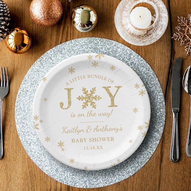Little Bundle Of Joy Christmas Baby Shower Paper Plate (Creator Uploaded)